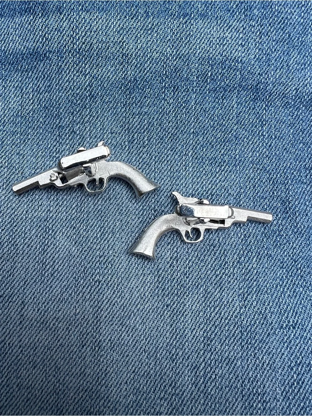 Vintage Western Six Shooter Metal Cufflinks